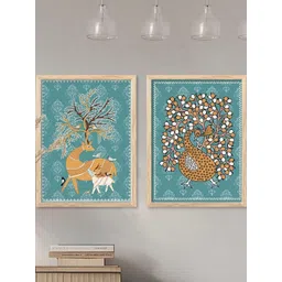 WALLLANE Multicoloured 2 Piece Wood Abstract Wall Paintings-picture-35