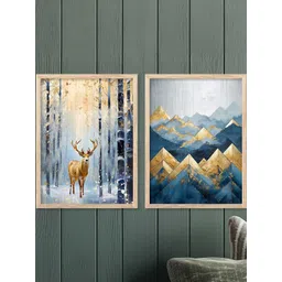 WALLLANE Multicoloured 2 Piece Wood Abstract Wall Paintings-picture-36