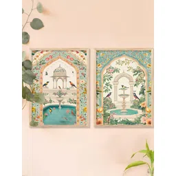 WALLLANE Multicoloured 2 Piece Wood Abstract Wall Paintings-picture-28