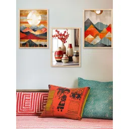 WALLLANE Multicoloured 3 Piece Wood Abstract Wall Paintings-image-23