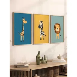 WALLLANE Multicoloured 3 Piece Wood Wall Paintings-picture-22
