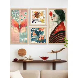WALLLANE Multicoloured 4 Piece Wood Wall Paintings-picture-28