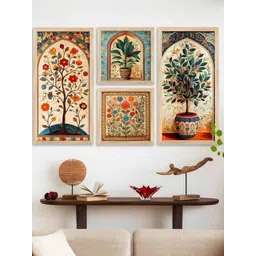 WALLLANE Multicoloured 4 Pieces Wood Abstract Wall Paintings-picture-19