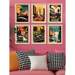 WALLLANE Multicoloured 6 and more Piece Wood Abstract Wall Paintings-image-40