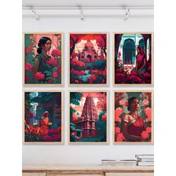 WALLLANE Multicoloured 6 and more Piece Wood Abstract Wall Paintings-image-38