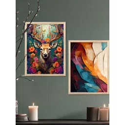 WALLLANE Multicoloured Set of 2 Wood Birds and Animals Wall Paintings-picture-17