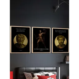 WALLLANE Set Of 3 Black Wood Philosophy Art Framed Wall Photographs-picture-15