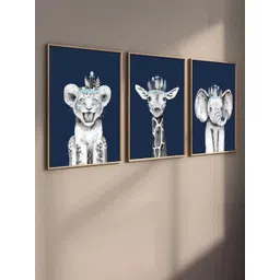 WALLLANE Set of 3 Red & Multicoloured Wood Cartoon Art Framed Poster-picture-14