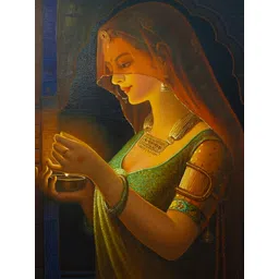 Wallpics Green & Yellow Religious Paper Paintings Wall Art-picture-14