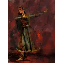 Wallpics Red & Green Paper Paintings Wall Art-picture-26