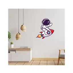 Wallstick Beautiful Astronaut Riding On a Rocket Decorative Vinyl Wallsticker-picture-27
