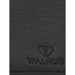 Walrus Men Black Textured Vegan Leather Two Fold Wallet image 5