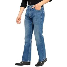 waltz Men's High Waist Stretchable Boot Cut Wide Leg Flared Casual Denim Bell Bottom Jeans Pants for Men - Comes in Multiple Sizes & Colours (Black, Dark & Light Blue, Grey, White & Khaki) 28 to 40-picture-43