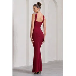 wanquila Women Bodycon Maroon Maxi/Full Length Dress-picture-31