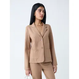 Wardrobe by Westside Beige Solid Blazer-picture-29