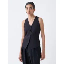 Wardrobe by Westside Black Solid Waistcoat-picture-12