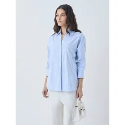 Wardrobe by Westside Blue Stripe Cotton Shirt-picture-26