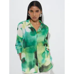 Wardrobe by Westside Green Abstract Pattern Shirt-picture-29