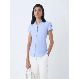 Wardrobe by Westside Light Blue Polka Dotted Shirt-picture-36