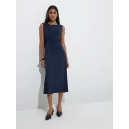 Wardrobe by Westside Navy Solid Straight Dress-picture-31