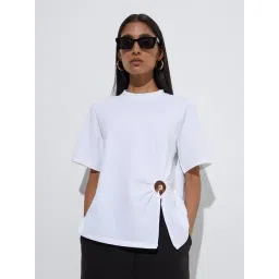 Wardrobe by Westside White Cut-Out-Detailed T-Shirt-picture-15