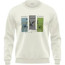 warriorworld Men's Cotton Sweatshirt | Enjoy Every Moment Bicycle Graphic Pullover | Motivational Winter Wear | Regular Fit Casual-picture-15