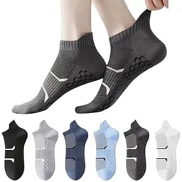 warriorworld Warrior World® Men's Anti-Slip Ankle Socks Combo | Honeycomb Cushion | Breathable Fabric - Arch Support - Daily Workout Essential - Enhanced Foot Grip | Pack of 6-picture-30
