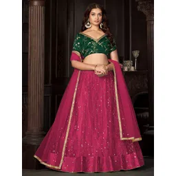 Warthy Ent Embroidered Thread Work Semi-Stitched Lehenga & Unstitched Blouse With Dupatta-picture-41