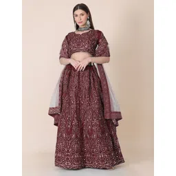 Warthy Ent Embroidered Thread Work Semi-Stitched Lehenga & Unstitched Blouse With Dupatta-picture-36