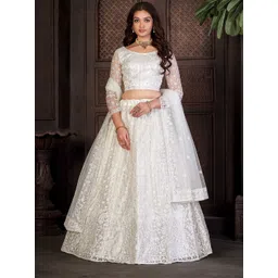 Warthy Ent Embroidered Thread Work Semi-Stitched Lehenga & Unstitched Blouse With Dupatta-picture-21