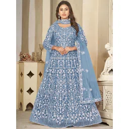 Warthy Ent Floral Embroidered Semi-Stitched Dress Material-picture-21