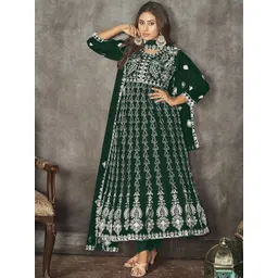 Warthy Ent Floral Embroidered Semi-Stitched Dress Material-picture-24