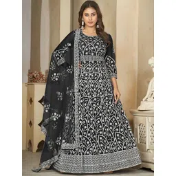 Warthy Ent Floral Embroidered Semi-Stitched Dress Material-picture-28