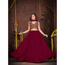 Warthy Ent Floral Embroidered Semi-Stitched Lehenga & Unstitched Blouse With Dupatta-picture-19