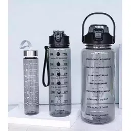 Motivational Water Bottle with Time Marker, Carry Strap, and Silicone Spout 3000 ml-picture-45