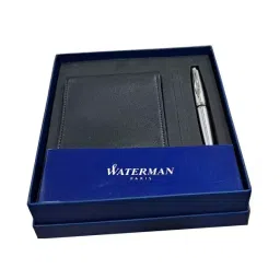 Waterman Expert Stainless Steel Chrome Trim Ball Pen With Wallet (Free)Th Wallet-picture-30