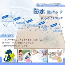 Waterproof Sheets, Queen, Nursing Pad, 63.0 x 80.7 inches (160 x 205 cm), Waterproof Sheet, Washable, Waterproof Pat, All Seasons, Waterproof Cover, Incontinence Countermeasures, 4 Corner Rubber image 1