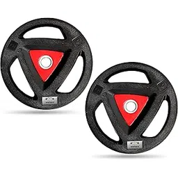 WATSON Olympic Gym Weight Plates, Olympic Plates, 10Kg(5Kgx2) Rubber Coated Metal Integrated Olympic Tri-Grip Weight Plate 30 MM Center Hole Dia for Home Gym Equipment-picture-21