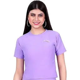 wavemax Active Wear/Gym Wear/Yoga Wear with Solid Purple Colour T-Shirt for Women and Girls (Nylon Lycra)-picture-11