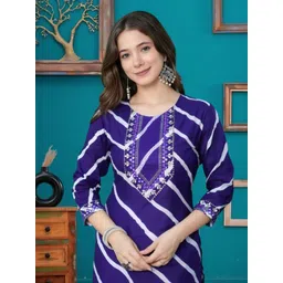 Wawlooks Woven Design Embroidered Printed Thread Work Straight Kurta image 1