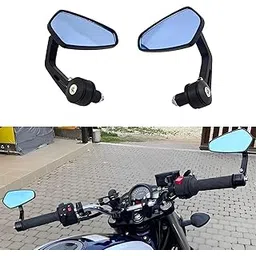 Way2gmart Aluminium Universal Aluminum Mirror Glass Bar End Rear View Mirrors Motorcycle Handlebar for RE Bullet Classic 350, Hunter 350, Meteor 350, Reborn Classic 350, GT 650, Ktm, Pulsar, Hero-image-2