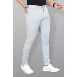 we perfect Men Regular Fit Grey Lycra Blend Trousers-picture-15