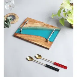 we wood Aqua Blue Wood Handcrafted Serving Tray-picture-38