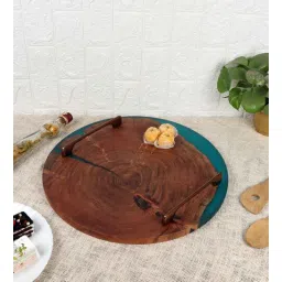 we wood Translucent Aqua Wood Handcrafted Appetizer Platter-picture-12