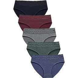 wealurre Cotton Panties for Women Bikini Underwear Hipster Underpants Lace Briefs Pack-picture-36