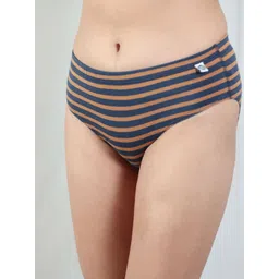 Wear Equal Women Striped Mid-Rise Bikini Briefs - 002/BA/ChocoBrwnStrp/S-picture-11