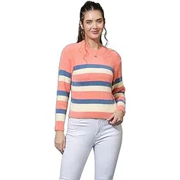 wear lusso Women’s 100% Wool Pullover Sweater | Full Sleeve Color-Blocked Winter Wear | Stylish Comfort Fit-picture-22