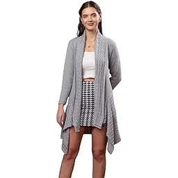 wear lusso Women’s & Girls’ Winter Woolen V-Neck Open Front Longline Shrug Cardigan Sweater-picture-14