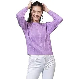 wear lusso Women’s Full Sleeves Round Neck Cable Design Pullover Sweater | Pure Woolen Winter Wear-picture-38