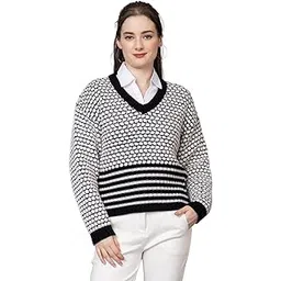 wear lusso Women's Pure Wool V-Neck Pullover Sweater | Full Sleeve Winter Wear | Stylish & Comfortable Fit | Warm Woolen Sweater for Women-picture-23